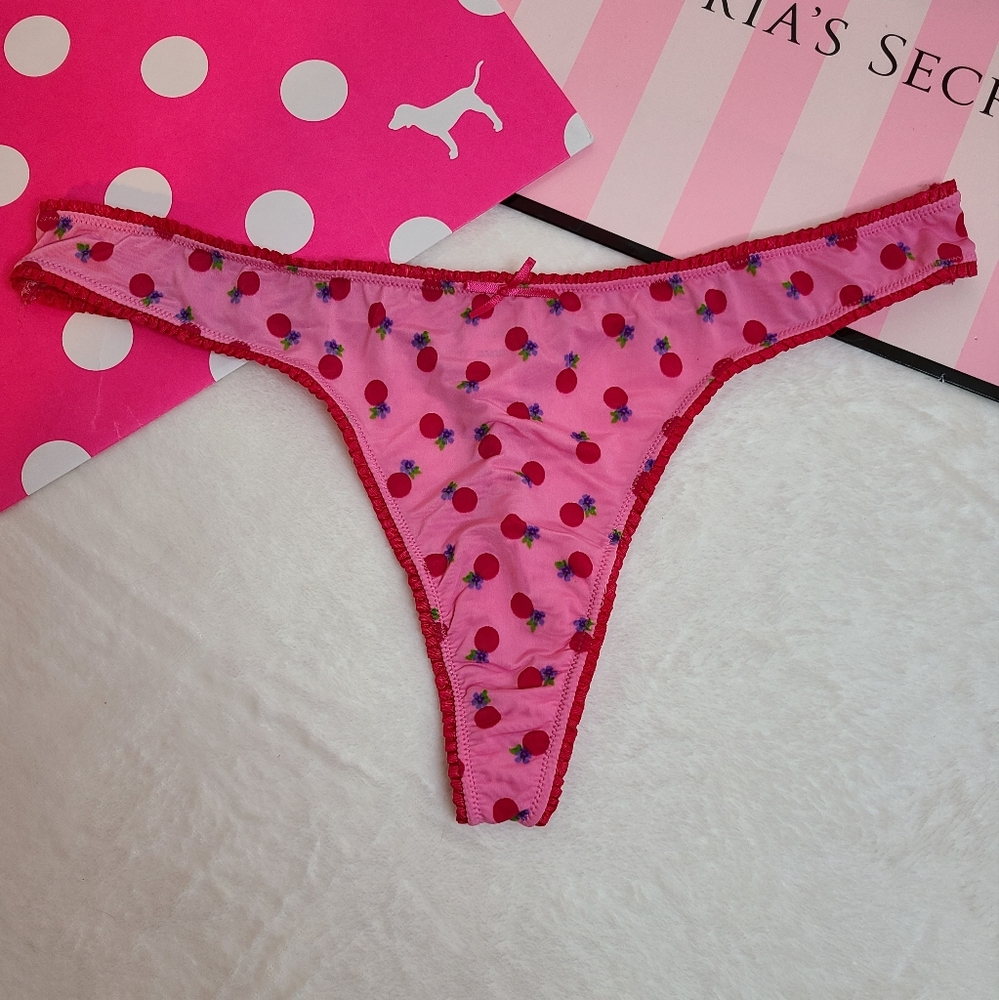 Rare VTG Victoria's Secret Smooth Micro Ruffle Thong Panty Size Lg